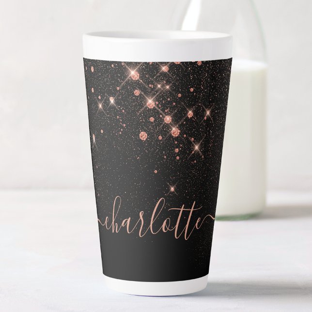 Rose Gold Glitter Sparkly Elegant Glamorous Script Latte Mug (Creator Uploaded)