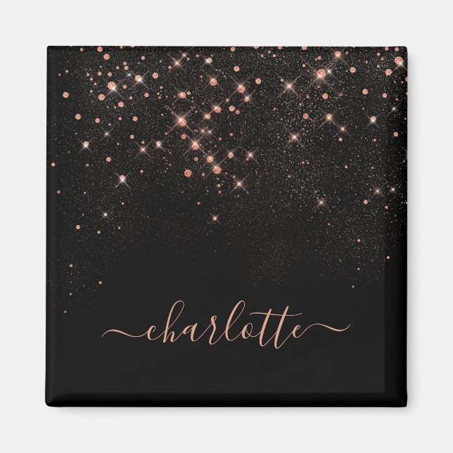 Rose Gold Glitter Sparkly Elegant Glamorous Script Magnet (Front)
