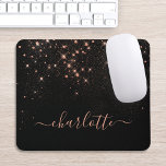 Rose Gold Glitter Sparkly Elegant Glamorous Script Mouse Pad<br><div class="desc">Create your own personalized black and rose gold diamond sparkle mouse pad with your custom modern handwritten script name.</div>