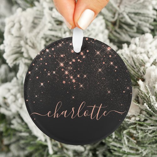 Rose Gold Glitter Sparkly Elegant Glamorous Script Ornament