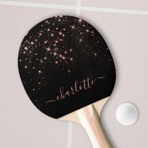 Rose Gold Glitter Sparkly Elegant Glamorous Script Ping Pong Paddle