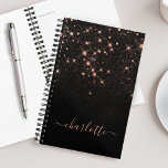 Rose Gold Glitter Sparkly Elegant Glamorous Script Planner<br><div class="desc">Create your own personalized black and rose gold diamond sparkle planner with your custom modern handwritten script name.</div>