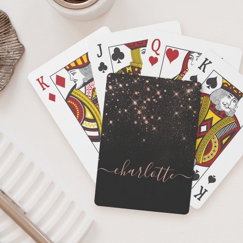 Rose Gold Glitter Sparkly Elegant Glamorous Script Playing Cards