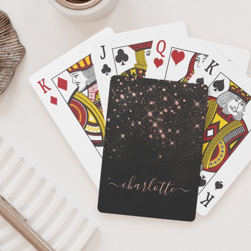 Rose Gold Glitter Sparkly Elegant Glamorous Script Poker Cards