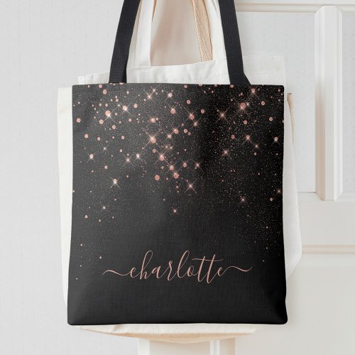 Rose Gold Glitter Sparkly Elegant Glamorous Script Tote Bag