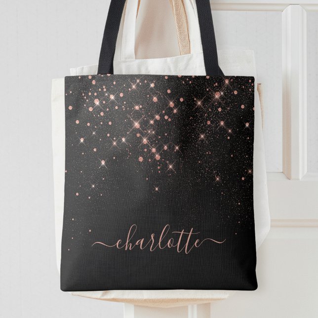 Rose Gold Glitter Sparkly Elegant Glamorous Script Tote Bag (Creator Uploaded)