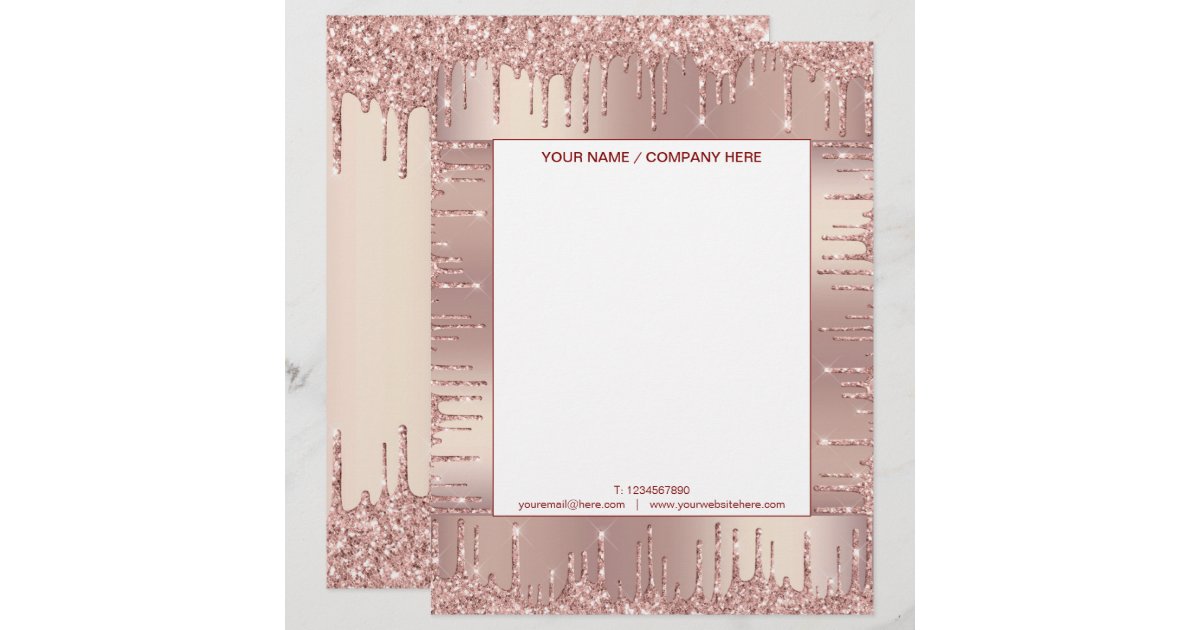 Rose Gold Glitter Sparkly Letterhead Personalized | Zazzle