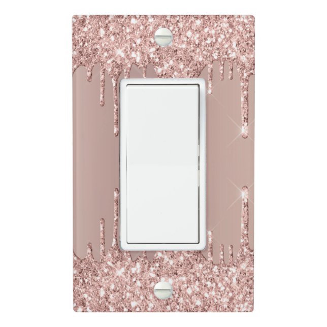 Rose Gold Glitter Sparkly Light Switch Cover (In Situ)