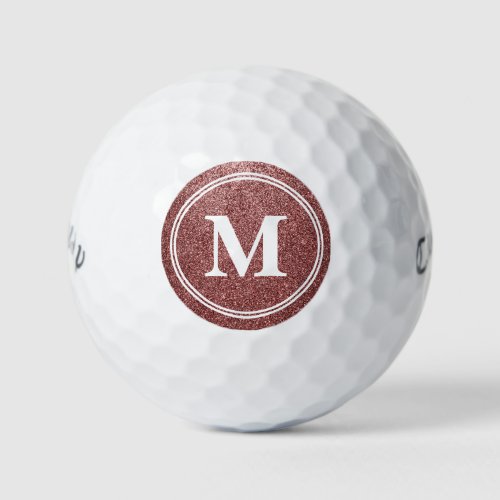 Rose Gold Glitter Sparkly Monogam Personalized Golf Balls