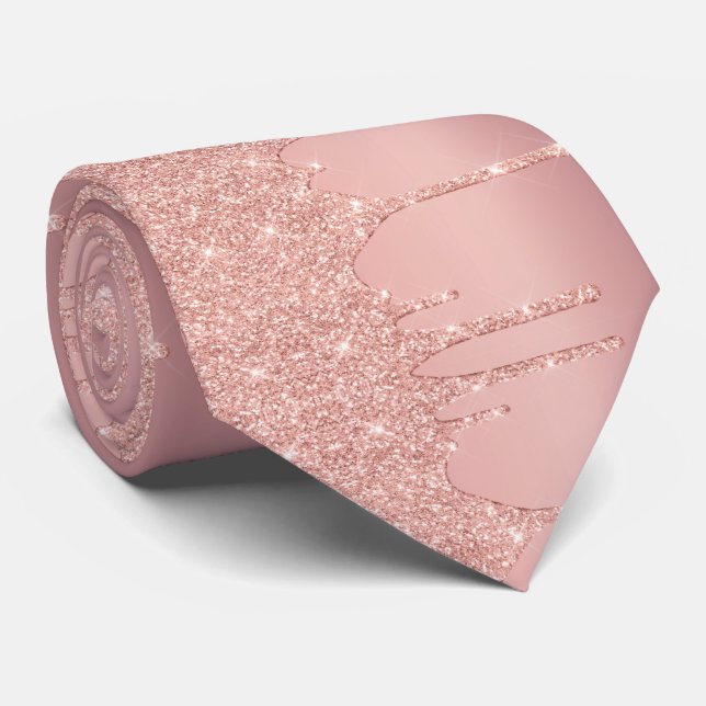 Rose Gold Glitter Sparkly Neck Tie (Rolled)