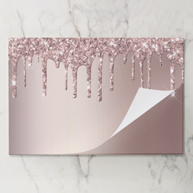 Rose Gold Glitter Sparkly Paper Pad Personalized (Folded)