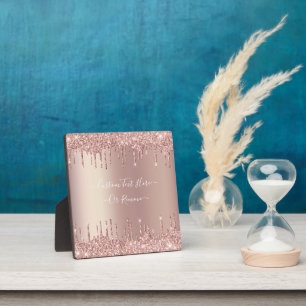 Rose Gold Glitter Sparkly Plaque Gift Custom Text