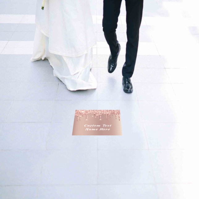 Rose Gold Glitter Sparkly Your Text Floor Decals (Wedding)
