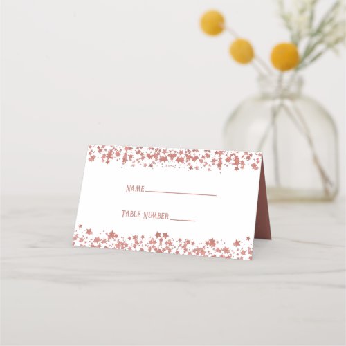 Rose Gold Glitter Stars Place Card