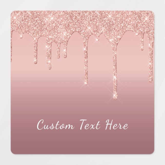 Rose Gold Glitter Stickers Personalized Text (Design 1)