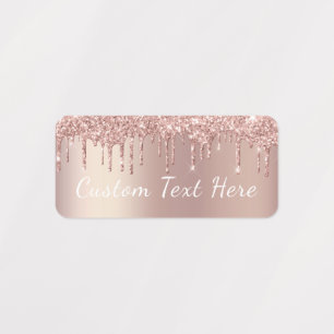 Rose Gold Glitter Stickers Personalized Text Name