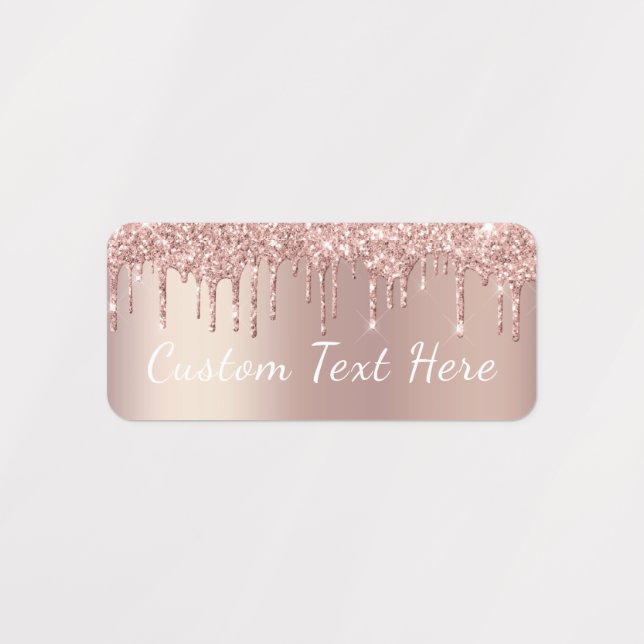 Rose Gold Glitter Stickers Personalized Text Name (Design 3)
