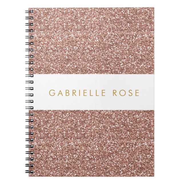 Rose Gold Glitter Stripe Personalized Notebook (Front)