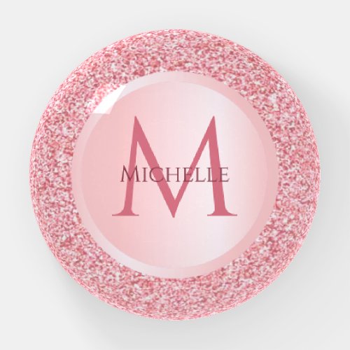 Rose Gold Glitter Stylish Template Trendy Girly Paperweight