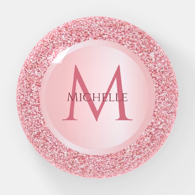 Rose Gold Glitter Stylish Template Trendy Girly Paperweight (Front)