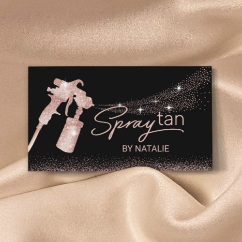 Rose Gold Glitter Sunless Tanning Mobile Spray Tan Business Card
