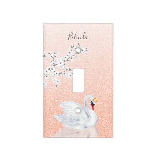 Rose Gold Glitter Swan Princess Light Switch Cover