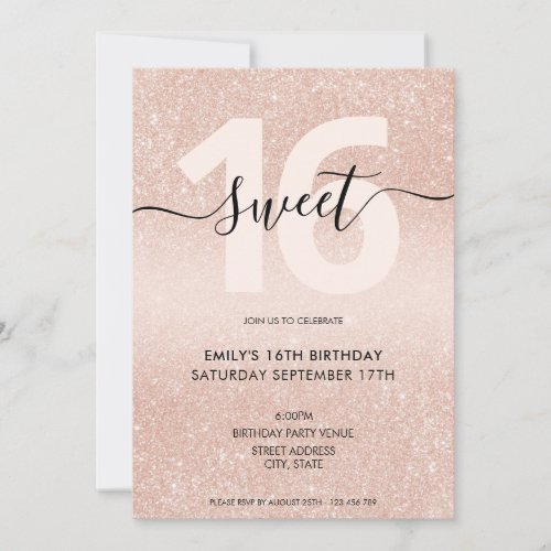 Rose Gold Glitter Sweet 16