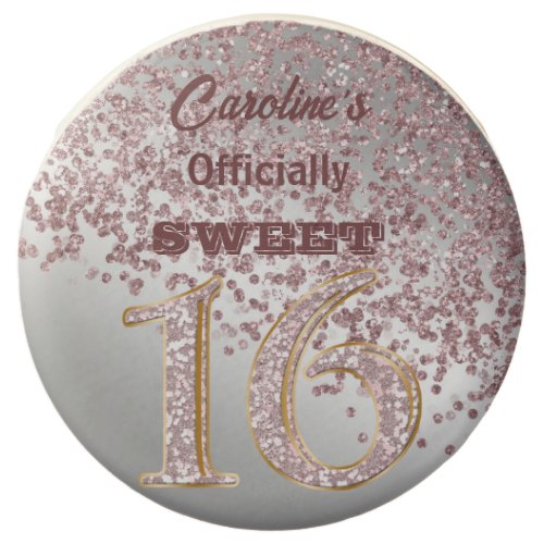 Rose Gold Glitter Sweet 16 Party Monogrammed Chocolate Covered Oreo
