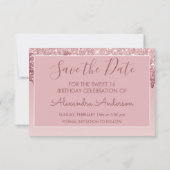 Rose Gold Glitter Sweet 16 Save the Date Invitation (Back)