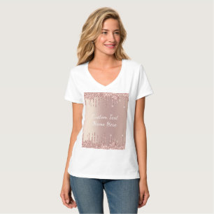 Rose Gold Glitter T-Shirt Personalized Text