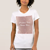 Rose Gold Glitter T-Shirt Personalized Text