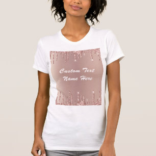 Rose Gold Glitter T-Shirt Personalized Text