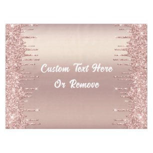 Rose Gold Glitter Tablecloth Personalized Text