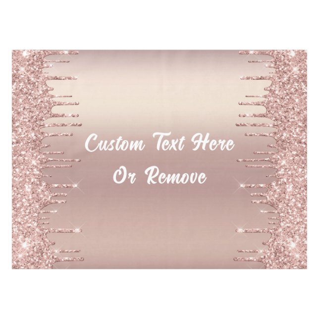 Rose Gold Glitter Tablecloth Personalized Text (Front (Horizontal))