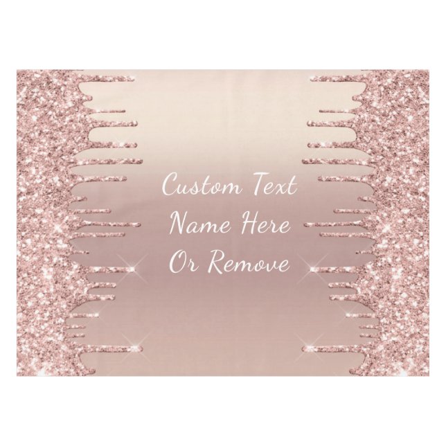 Rose Gold Glitter Tablecloth Personalized Text (Front (Horizontal))
