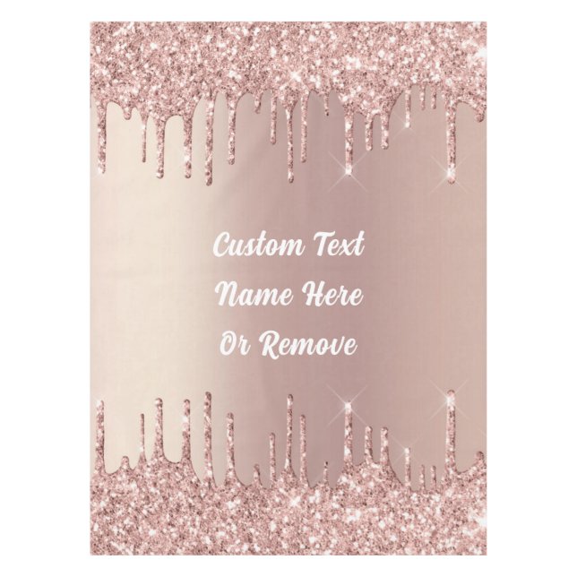 Rose Gold Glitter Tablecloth with Your Text Name (Front)