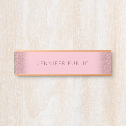 Rose Gold Glitter Template Elegant Modern Glamour Door Sign