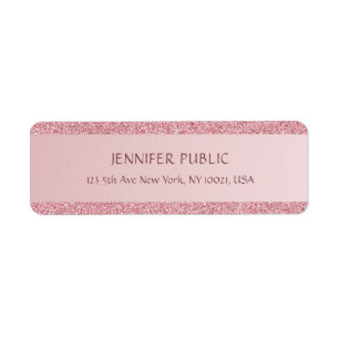 Rose Gold Glitter Template Modern Return Address Label