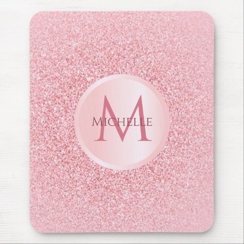 Rose Gold Glitter Template Stylish Trendy Girly Mouse Pad