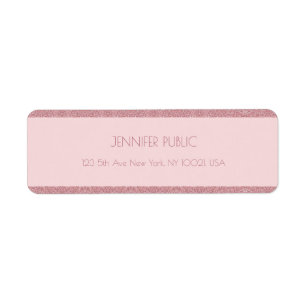 Rose Gold Glitter Template Trendy Return Address Label
