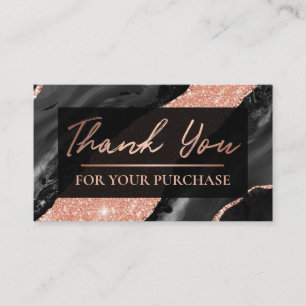 Rose Gold Glitter Thank You For Your Purchase Business Card