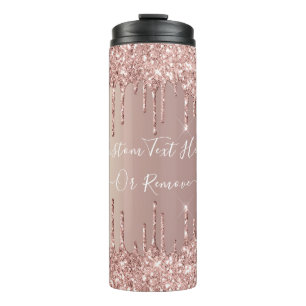Rose Gold Glitter Thermal Tumbler Gift Custom Text