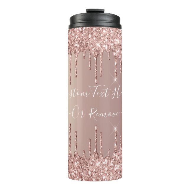 Rose Gold Glitter Thermal Tumbler Gift Custom Text (Front)