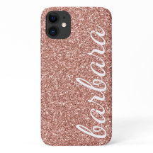 Rose Gold Glitter Trendy Script Personalized