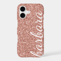Rose Gold Glitter Trendy Script Personalized