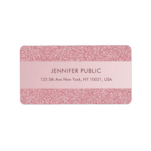 Rose Gold Glitter Trendy Template Elegant Address Label
