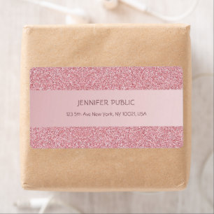 Rose Gold Glitter Trendy Template Elegant Shipping Label