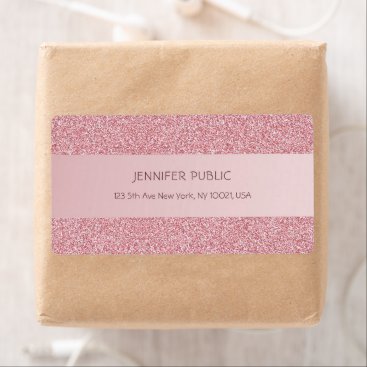 Rose Gold Glitter Trendy Template Elegant Shipping Label Rose Gold Glitter Trendy Template Elegant Shipping Label