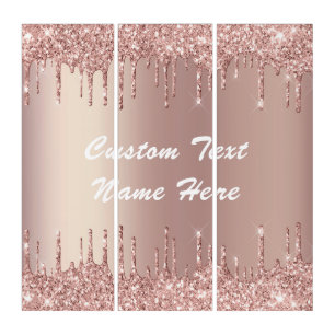 Rose Gold Glitter Triptych with Custom Text