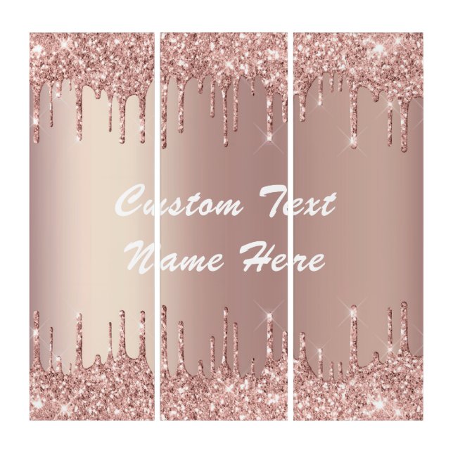 Rose Gold Glitter Triptych with Custom Text (Front)